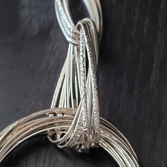 INC | Silvertone Multi-Ring Statement Necklace EUC - Picture 2 of 9